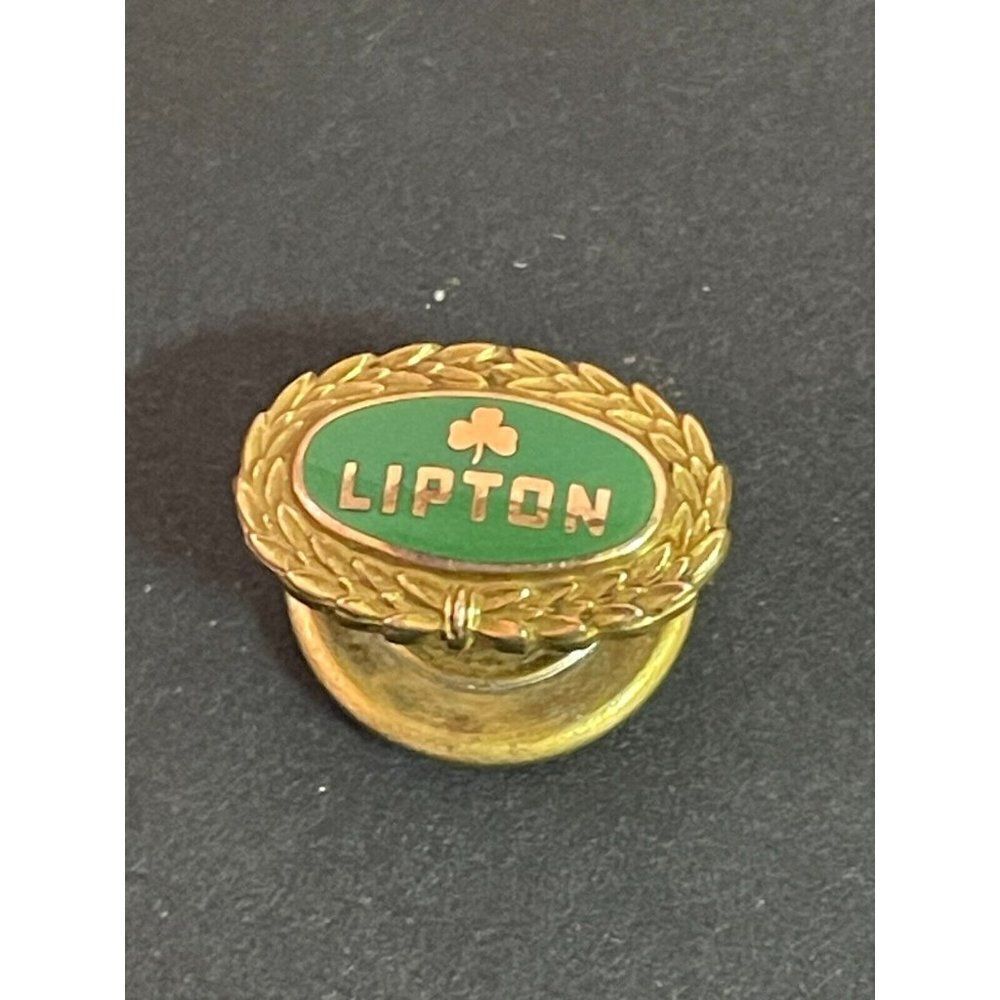 Lipton 10Kβ GF Service PinβLapel/Hat LGB Clover